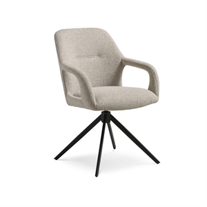 Rose spisebordsstol - Beige stof - Sort drejestel
